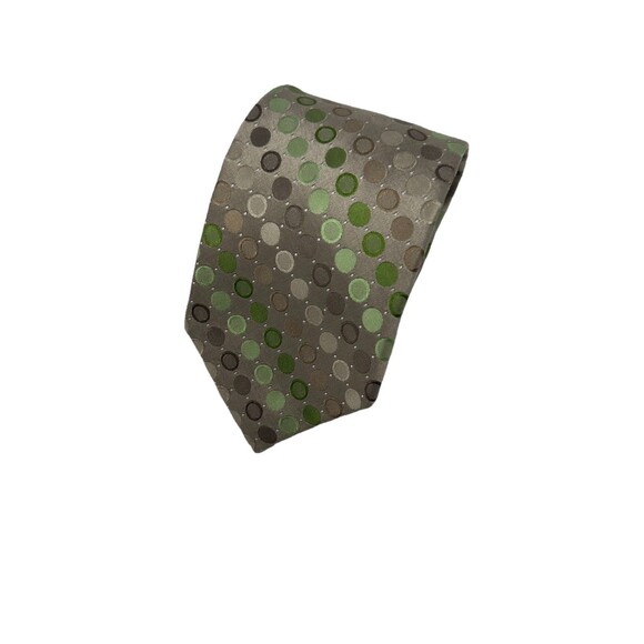 Calvin Klein Tan & Green‎ Polka Dot Silk Tie  61"x 3.25" - Picture 1 of 6